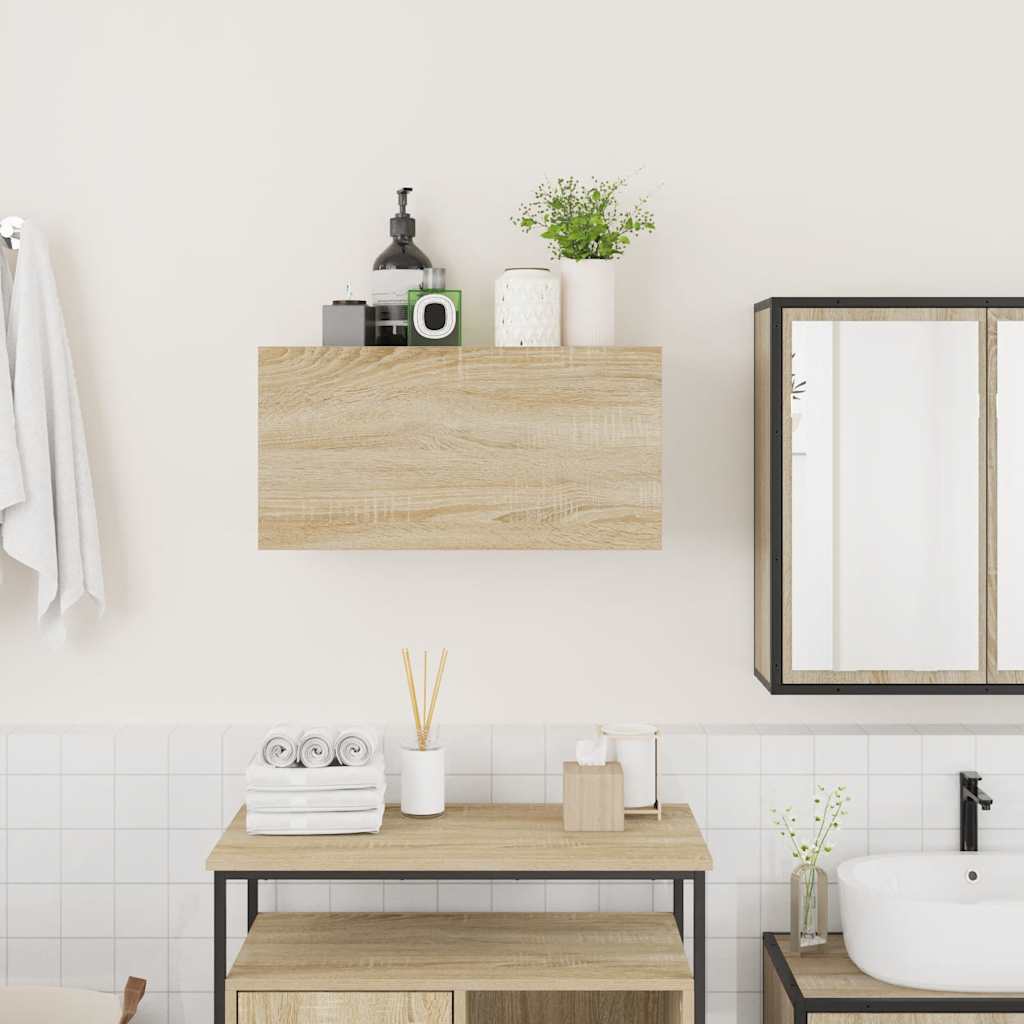 Bathroom Wall Cabinet Sonoma Oak 60x25x30 cm Engineered Wood - Bend