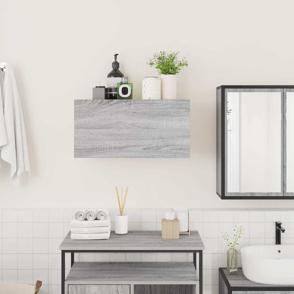 Bathroom Wall Cabinet Grey Sonoma 60x25x30 cm Engineered Wood - Bend