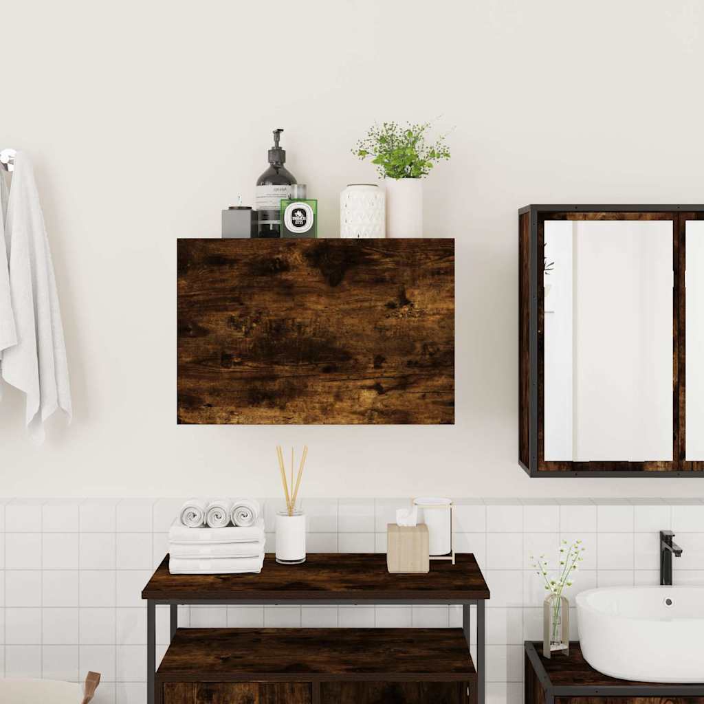 Bathroom Wall Cabinet Smoked Oak 60x25x40 cm Engineered Wood - Bend