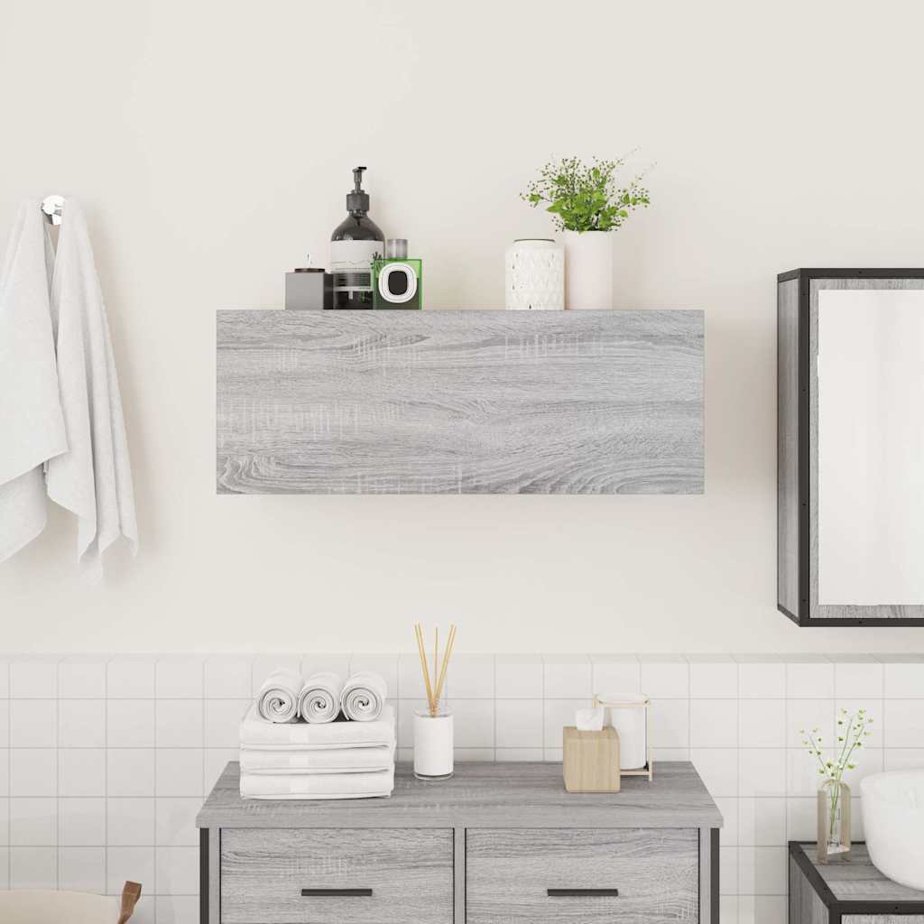 Bathroom Wall Cabinet Grey Sonoma 80x25x30 cm Engineered Wood - Bend