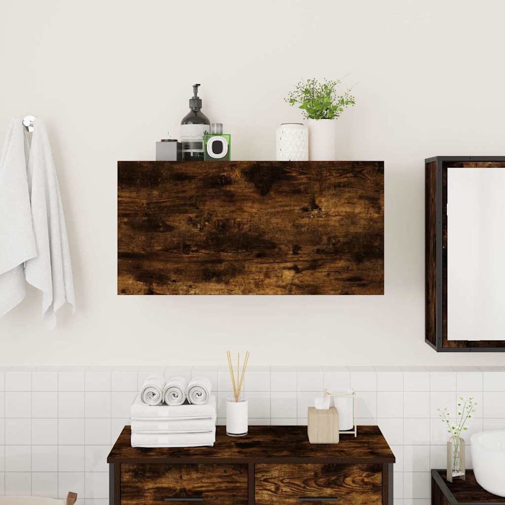 Bathroom Wall Cabinet Smoked Oak 80x25x40 cm Engineered Wood - Bend