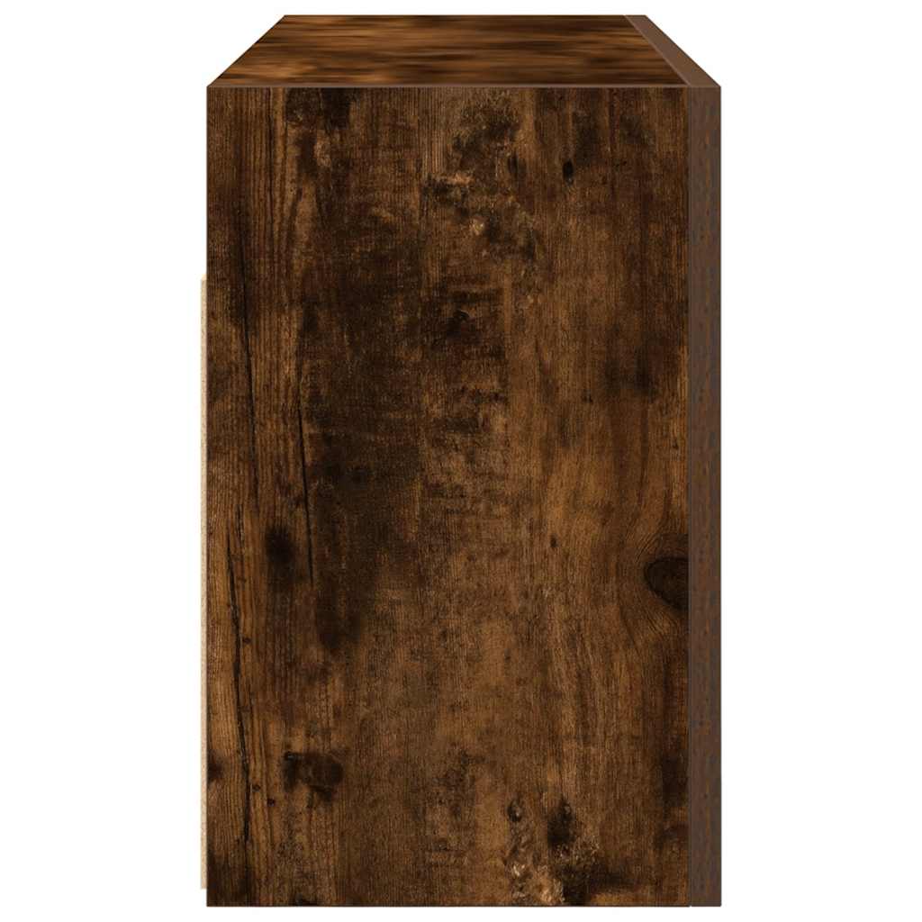 Bathroom Wall Cabinet Smoked Oak 80x25x40 cm Engineered Wood - Bend