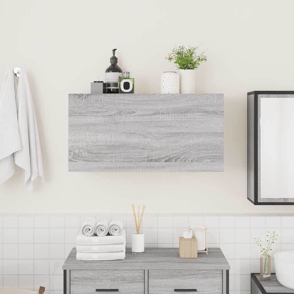 Bathroom Wall Cabinet Grey Sonoma 80x25x40 cm Engineered Wood - Bend