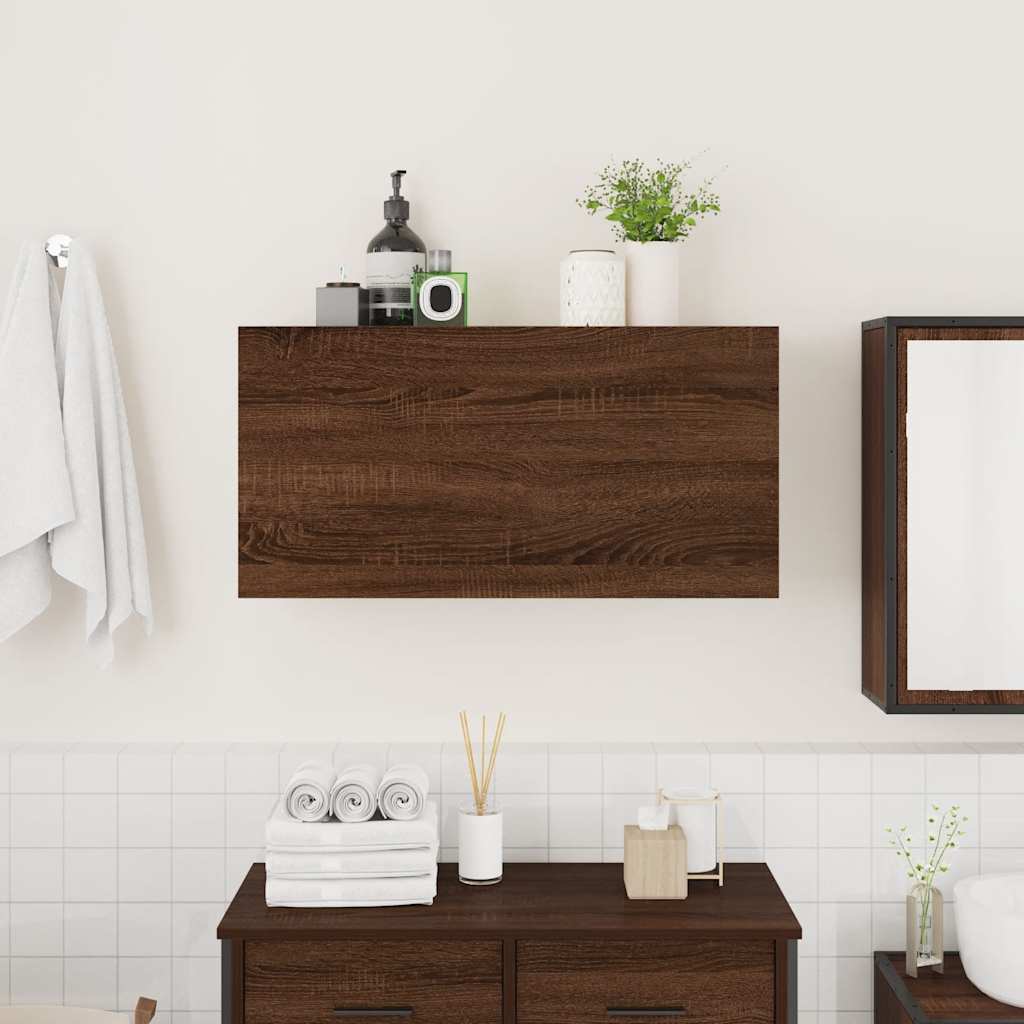 Bathroom Wall Cabinet Brown Oak 80x25x40 cm Engineered Wood - Bend