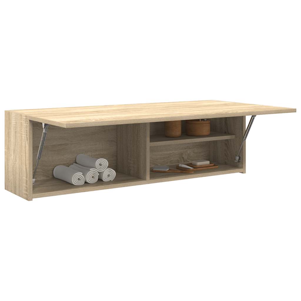 Bathroom Wall Cabinet Sonoma Oak 100x25x30 cm Engineered Wood - Bend