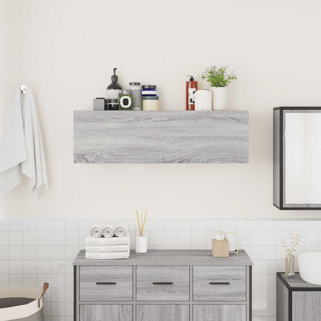 Bathroom Wall Cabinet Grey Sonoma 100x25x30 cm Engineered Wood - Bend