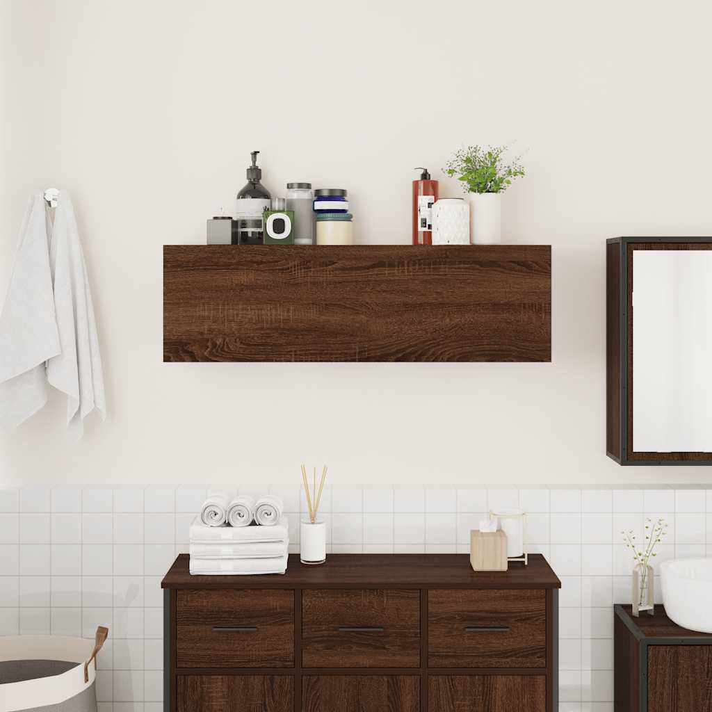 Bathroom Wall Cabinet Brown Oak 100x25x30 cm Engineered Wood - Bend