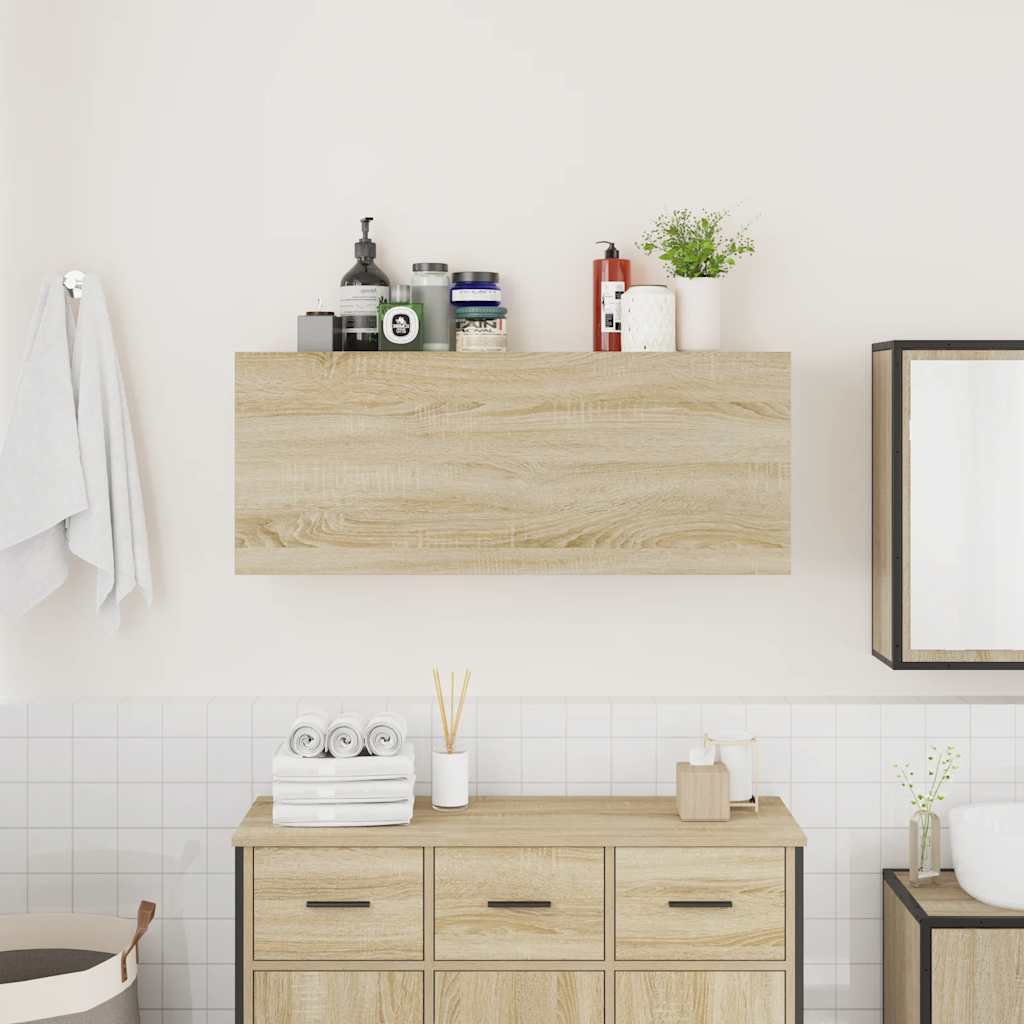 Bathroom Wall Cabinet Sonoma Oak 100x25x40 cm Engineered Wood - Bend