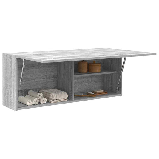 Bathroom Wall Cabinet Grey Sonoma 100x25x40 cm Engineered Wood - Bend