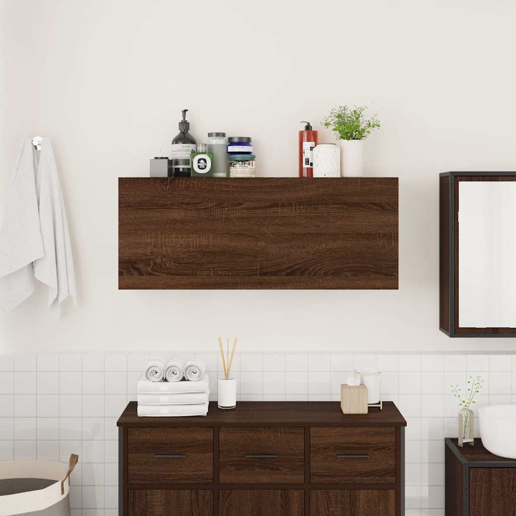 Bathroom Wall Cabinet Brown Oak 100x25x40 cm Engineered Wood - Bend