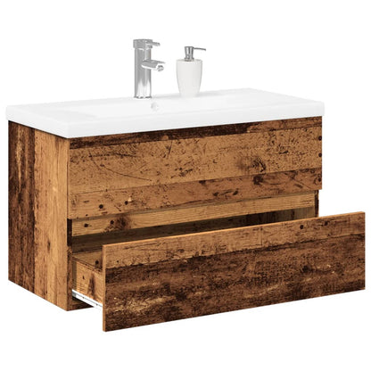 Sink Cabinet with Built-in Basin Old Wood 81x39.5x49 cm