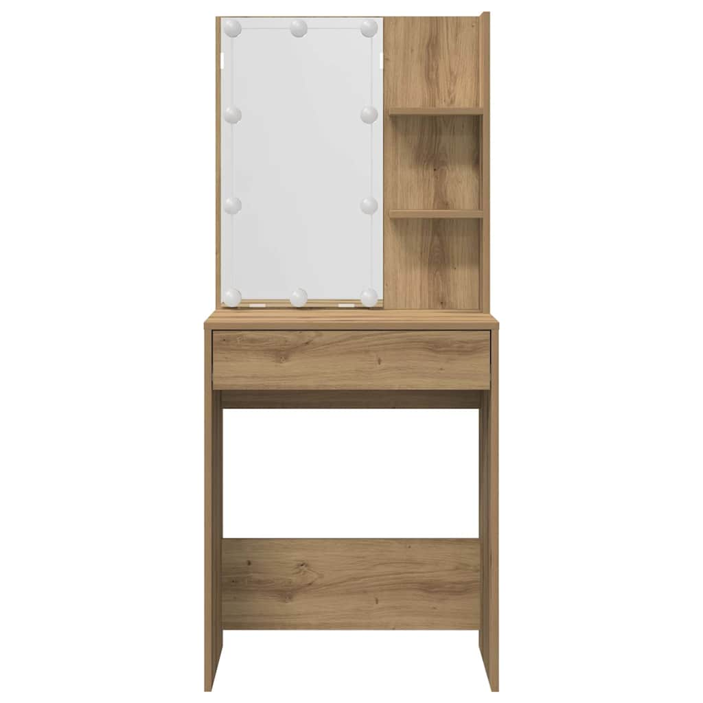 Dressing Table Set with LED Artisan Oak Engineered Wood - Bend