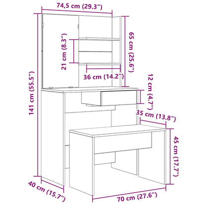 Dressing Table Set Artisan Oak Engineered Wood - Bend