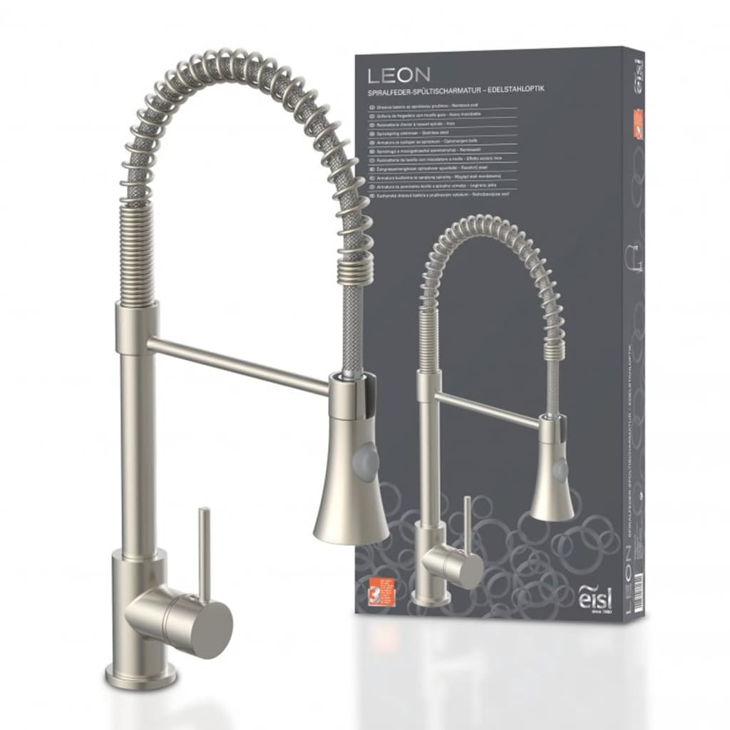 EISL Kitchen Mixer Tap with Spiral Spring Pull-out Spray LEON Nickel - Bend