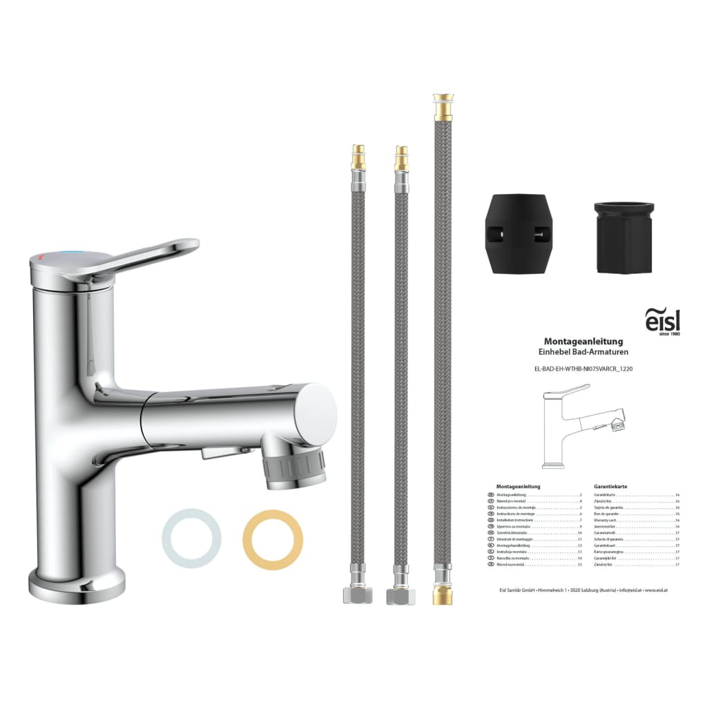 EISL Basin Mixer VARIABILE with Pull-out Spray Chrome - Bend